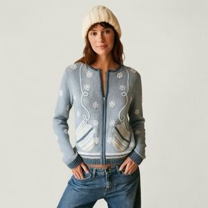 Vintage Snowman Cardigan Sweater Cozy Winter Knit S